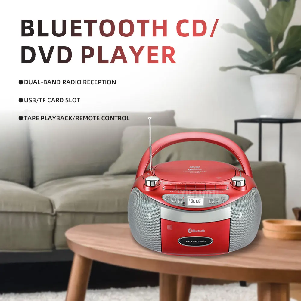 CD-830 Bluetooth CD/DVD Disc Player, All-in-one Stereo System with Cassette, Radio & Recording Function