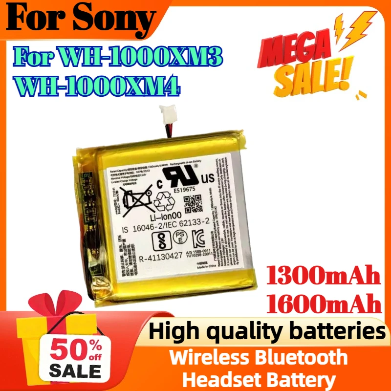 بطارية رقمية 1300 مللي أمبير 1600 مللي أمبير في الساعة لهاتف سوني WH-1000XM3 WH-1000XM4 بطارية سماعة رأس بلوتوث لاسلكية #1