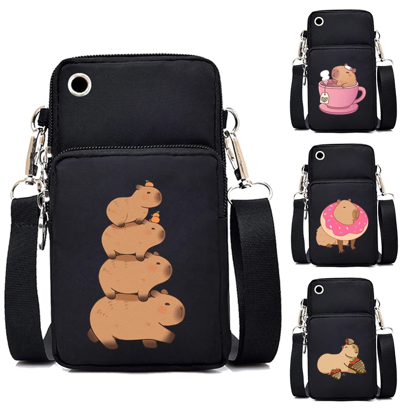 Women Purses and Handbags Cartoon Capybara Kawaii Mini Mobile Phone Bag Harajuku Y2K Tote Bag Coin Wrist Small Crossbody Bags