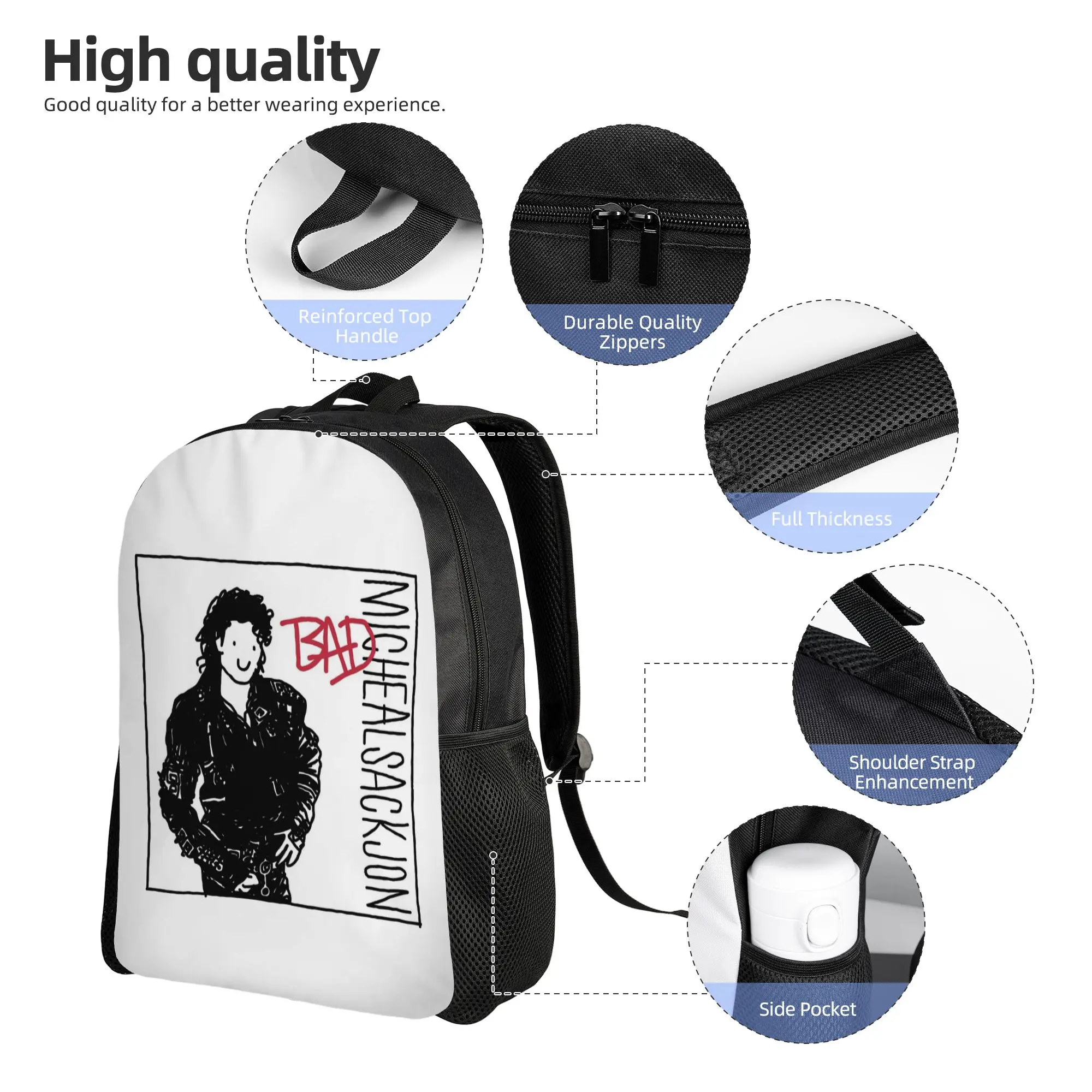 Bad Album Michaels Jacksons Cool Backpack Gift Student Business  Daypack for Men Women College Canvas Bags