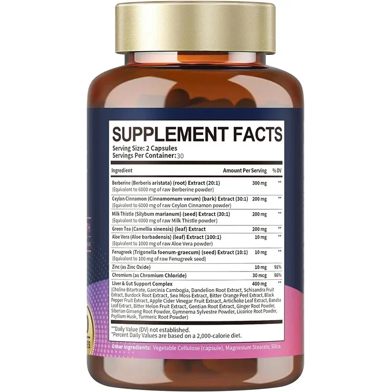 Berberine and Ceylon Cinnamon, Milk Thistle Supplements, Helps with Liver and Intestinal Health, Immunity, 60 Bottles Capsules