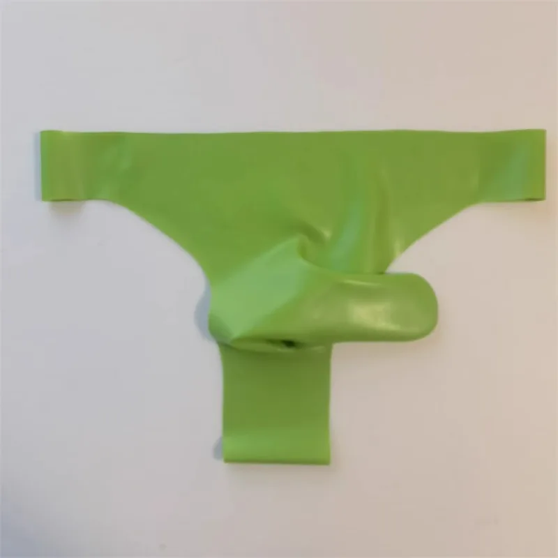 Latex Underwear Men's Sexy Lingerie Rubber Briefs with Penis Sleeve Condom Seamless One Piece Safety Panties Transparent Hombre image 4