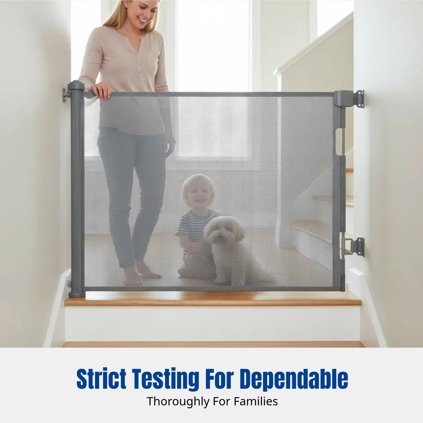Pet Fence, Retractable Infant Gate, Adjustable Stair Barrier, Home Security, Multiple Sizes, Easy Installation