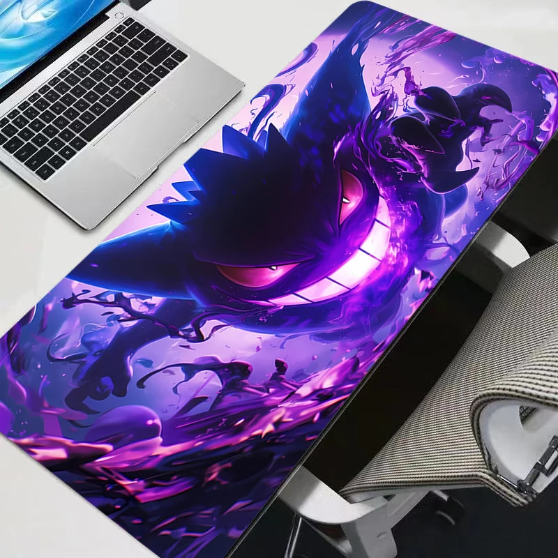 Mauspad P-Pokemons Gengar Mousepads Professionelle E-Sports Gamers Speed PC Gaming Gummitastatur Notebook Schreibtischunterlage Mauspad