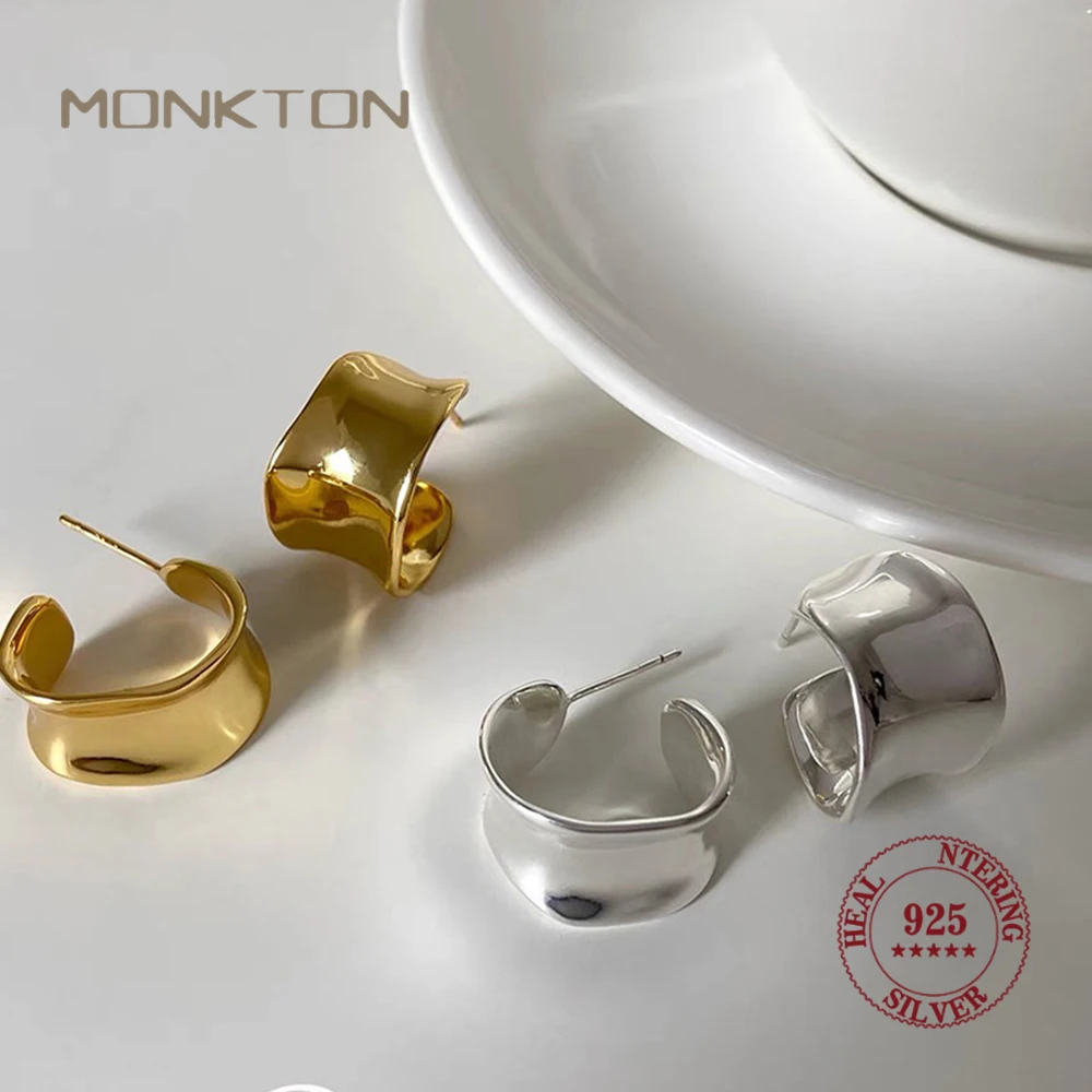 

Monkton 925 Sterling Silver C-shaped Earrings or Women Temperament Simple Party Design Jewelry Accessories Gifts