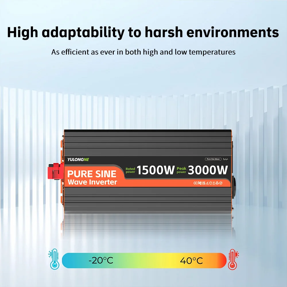 1500W Rated 3000W Peak 12V to 230V Pure Sine Wave Power Inverter LCD display EU plug USB port for Caravan Truck Camping Off-Grid - view 3