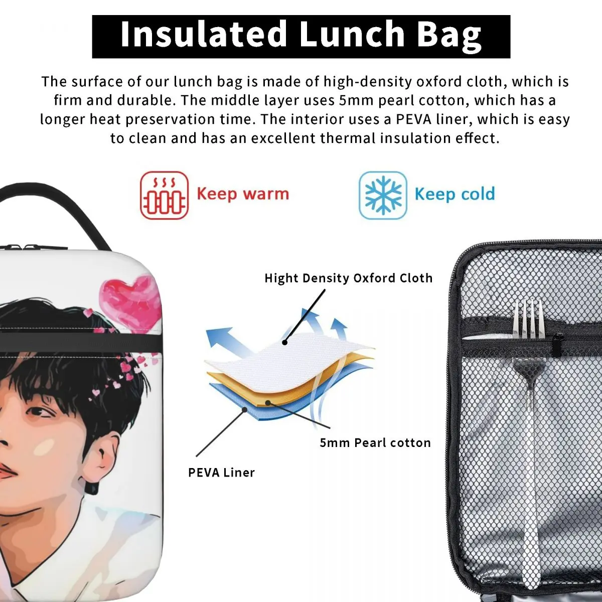 Cha un Woo Fan Gifts Kpop corea borsa termica per il pranzo per la scuola borsa per alimenti portatile Cooler scatole per il pranzo termiche