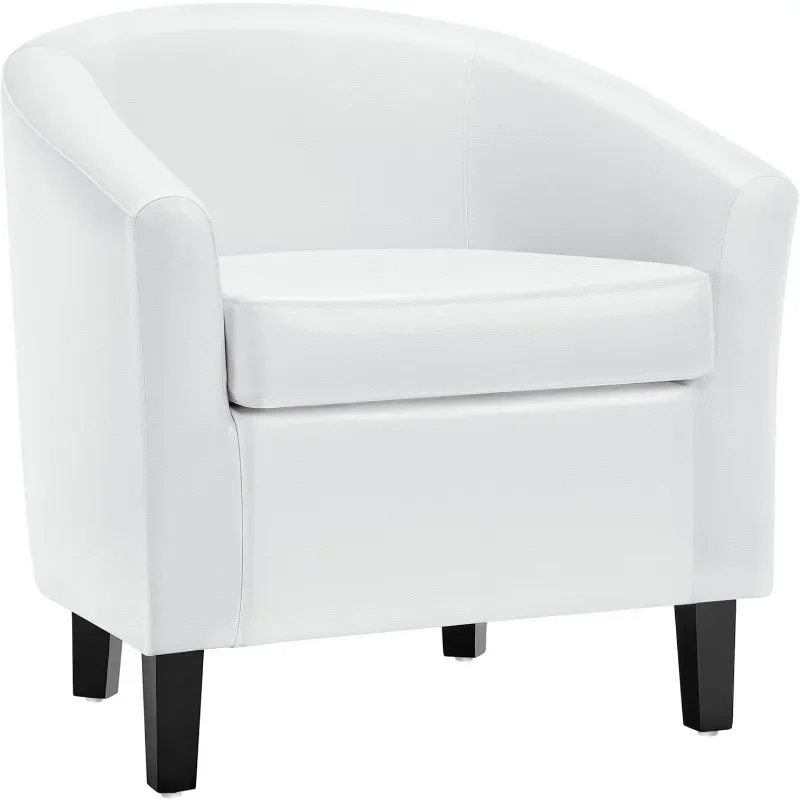 

Modern Accent Chair and Cozy Barrel Chair with Sturdy Wood Legs for Living Room Bedroom Reception Room, White