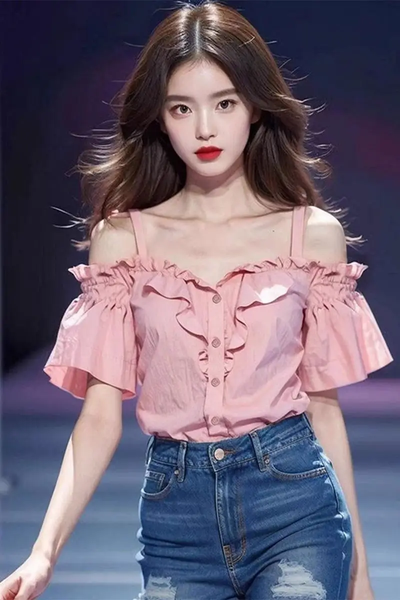 

Beautiful New Off-shoulder One-length Shirt Design Top