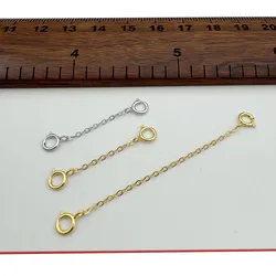 1PCS Solid 925 Sterling Silver Extended Chain with Double Clasp DIY Jewelry Making Accessories Finding