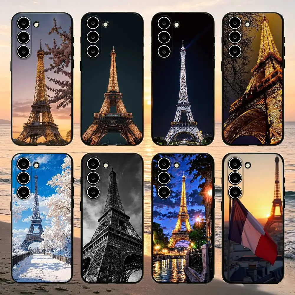 Eiffel Tower Phone Case For Samsung Galaxy A52 A42 A32 A22 A12 A02S A72 A73 A51 A41 A31 A21S A71 A30S Black Cover