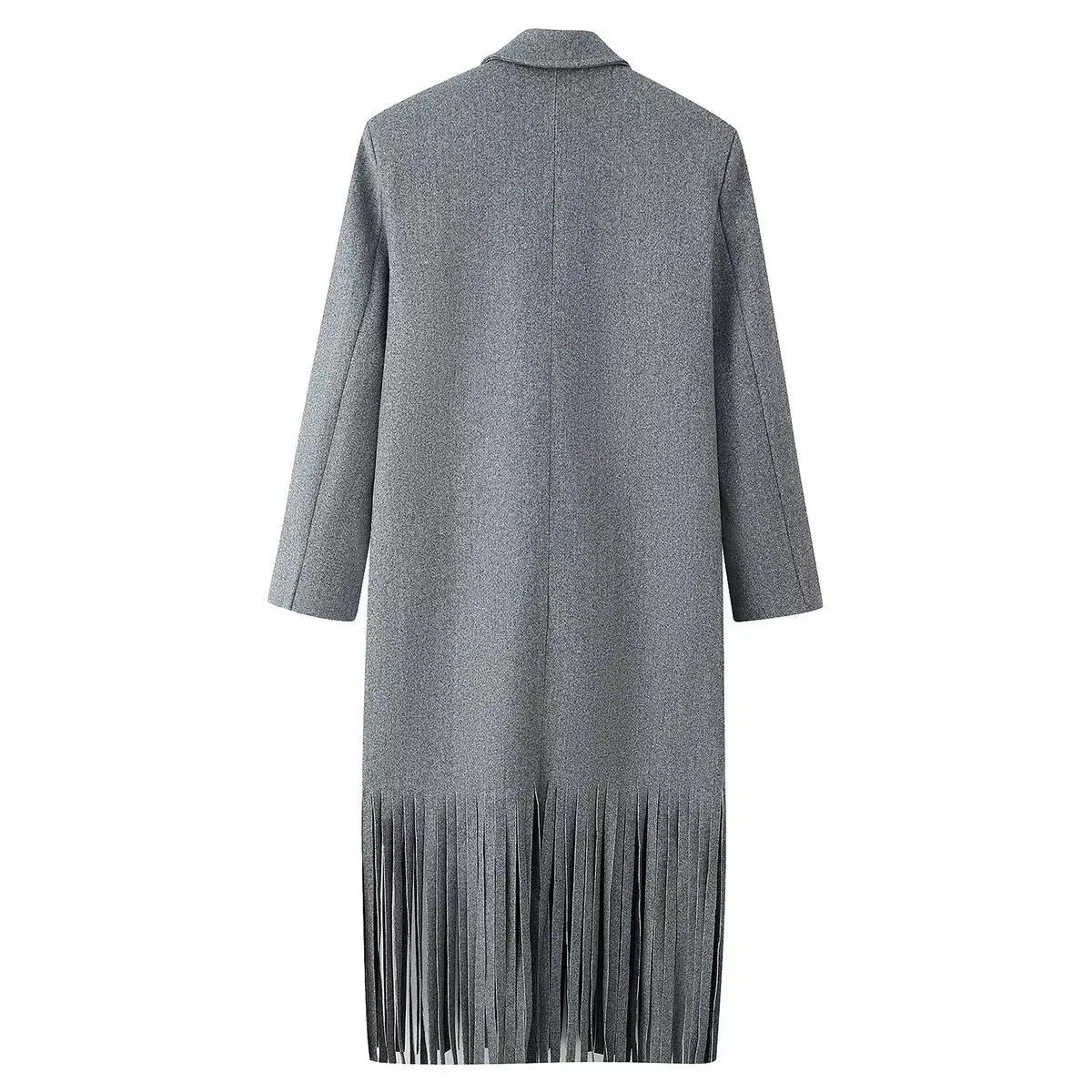 Cappotto di lana da donna autunno inverno elegante nappa femminile solido manica lunga bavero bottone giacche lunghe Lady Fashion Street Outwear