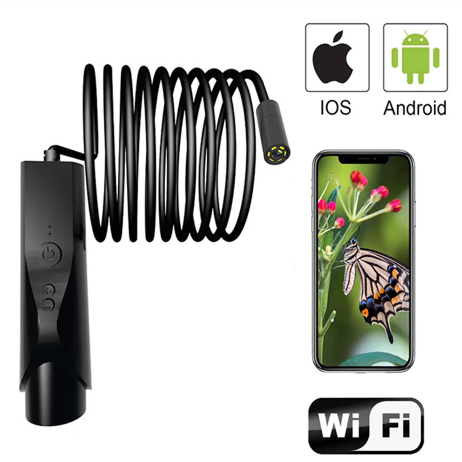 Imagem -04 - Lente Dupla Wifi Endoscópio à Prova de Água Ip66 Cmos Borescope Inspeção Microscópio Digital Câmera Otoscópio 2mp 1080p 5.5 mm