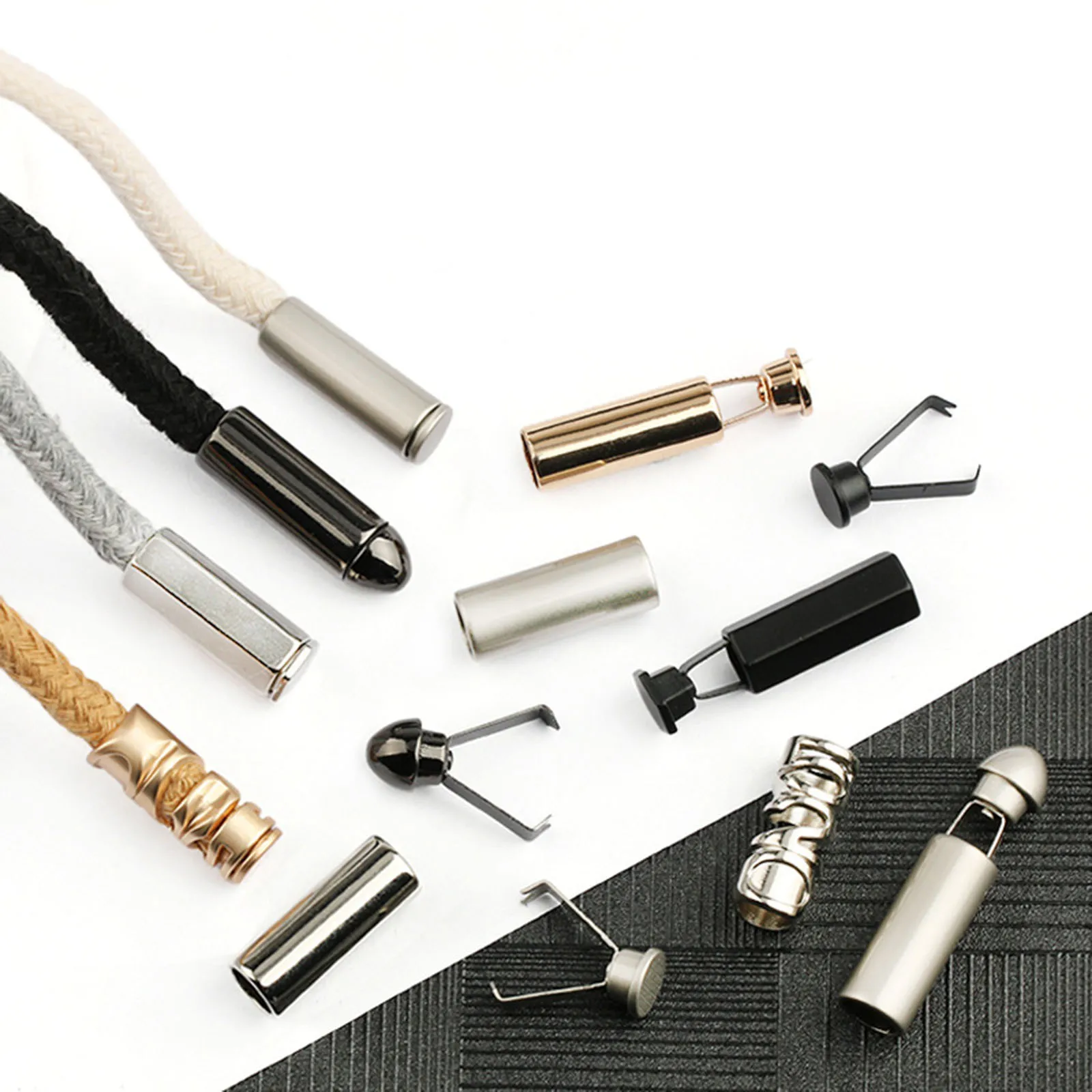 10 sztuk Alloy Cord blokada korka sweter Shoelace sprzączka na sznurku wisiorek torba na ubrania metalowy Cylinder koniec klip DIY akcesoria do szycia