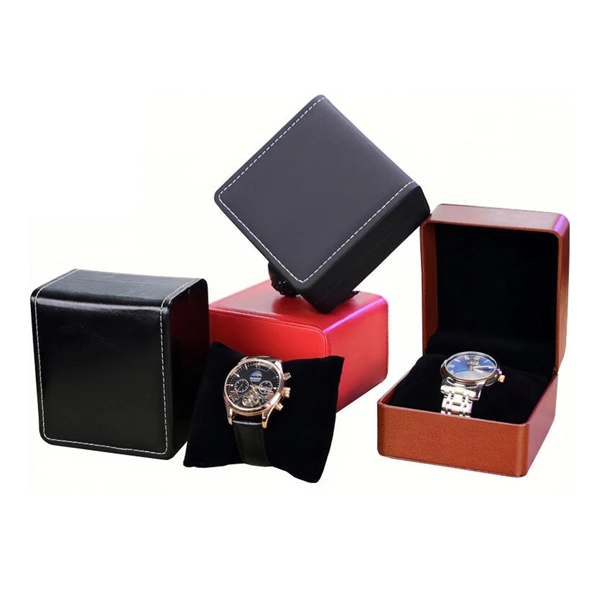 Fashion Leather Watch Box Case Holder Organizer Watches Display Box Bracelet Jewelry Boxes Storage For Woman Man Best Gift New