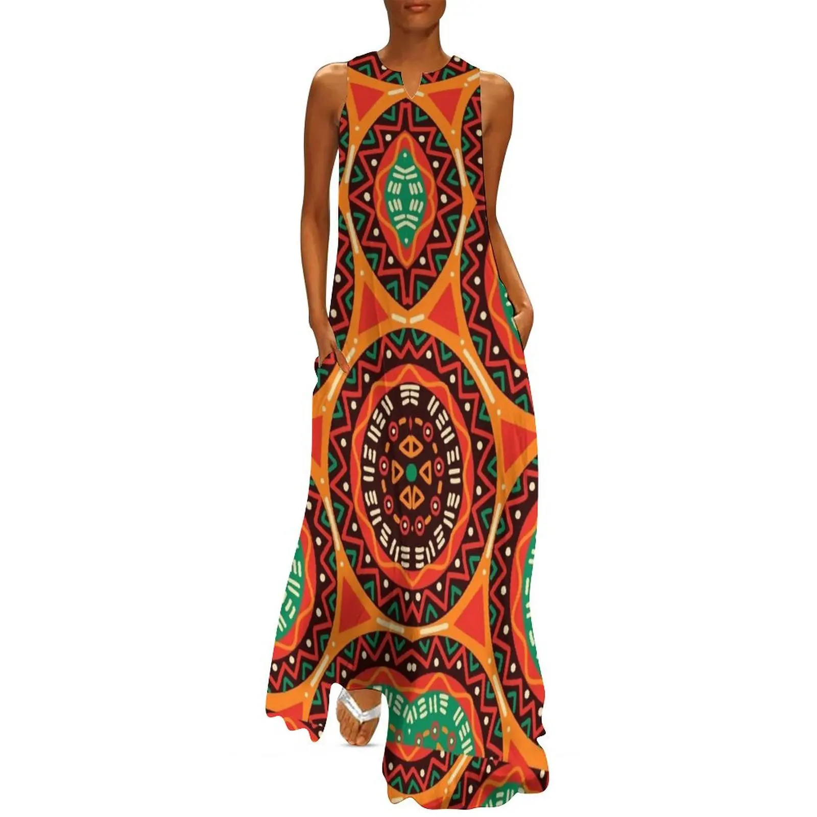 Circular African Pattern Long Dress sensual sexy dress for women woman dress