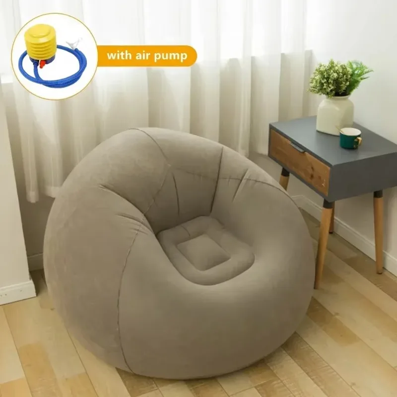 

New Inflatable Sofa With Plush Spherical Solid Color In Stock, Suitable For Lazy Adults With Inflatable Sofa Air Pump