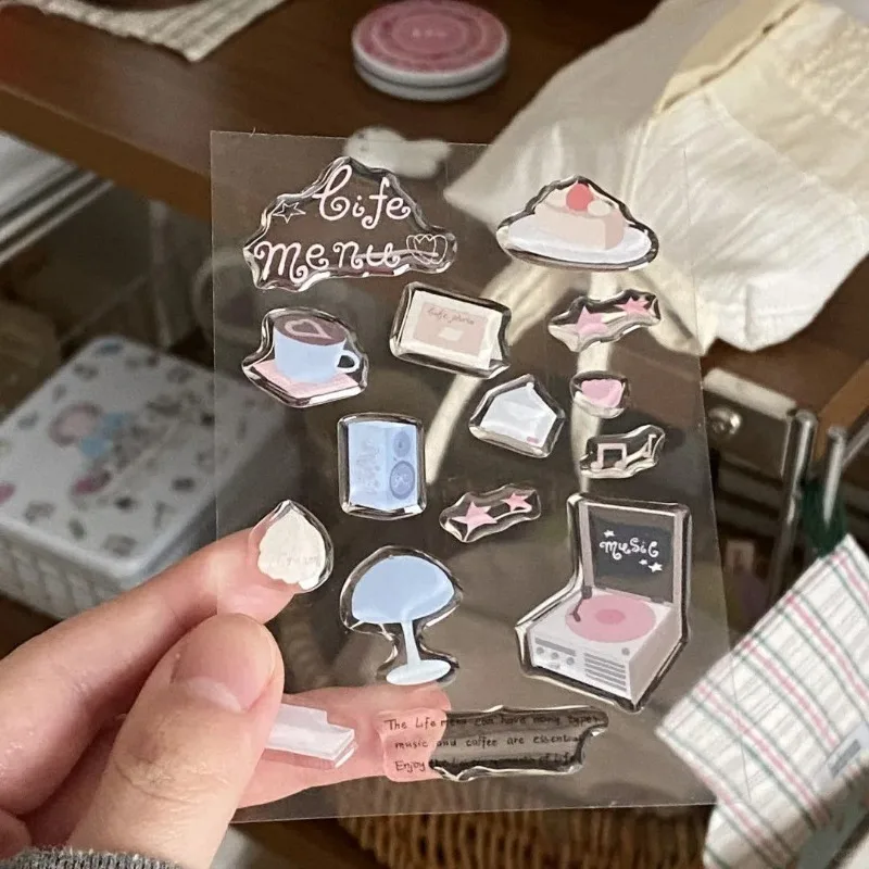 

1pc Jelly Epoxy Stickers Cute Pink Record Player Decals for DIY Journal Scrapbook Toploader Kpop Photocard Stationery Decor