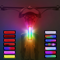 Rainbow Color LED Bicycle Light 750 mAh Bike Tail Light with Memory Mode Waterproof USB Helmet Scooter Rear Cycling Taillight