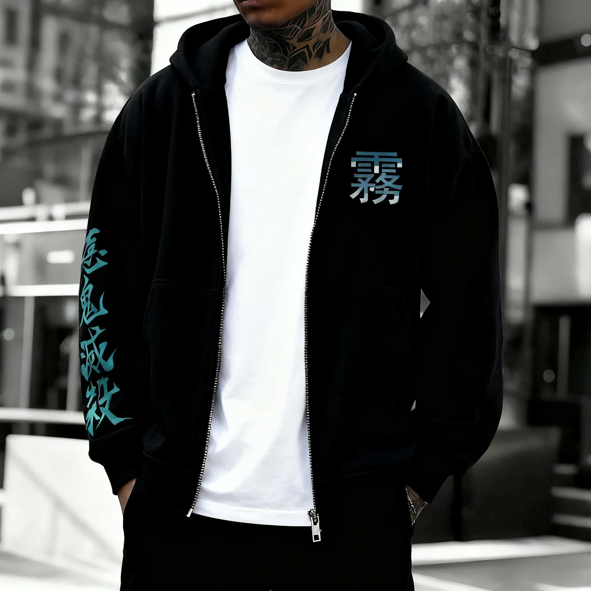 شيطان القاتل أنيمي Tokitou Muichirou سحاب مطبوع البلوز الرجال الخريف/الشتاء الاتجاه تنوعا الاتجاه غير رسمي سترة علوية #2