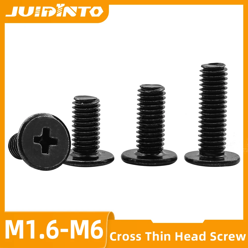 

JUIDINTO Cross Ultra Thin Wafer Flat Head Screw M1.2 M1.4 M1.6 M2 M3 M4 M5 Carbon Steel Small Phillips Bolt for Laptop Notebook