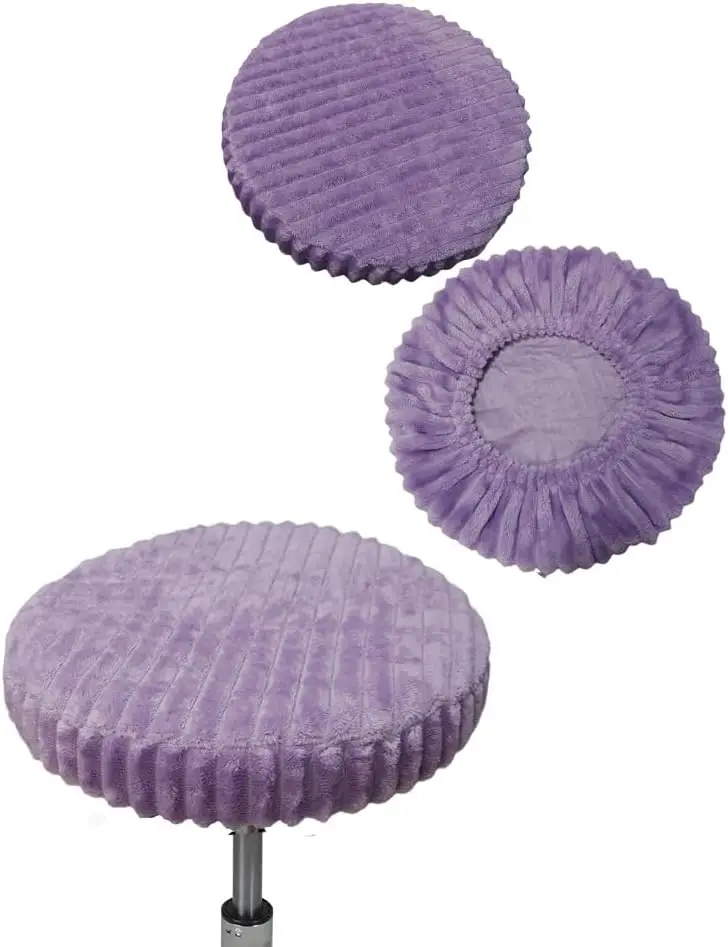 

Stool Covers - 2 Pa Soft Slipcover With Elastic Cushion For Round Bar Stool & Chair (Purple, Medium)