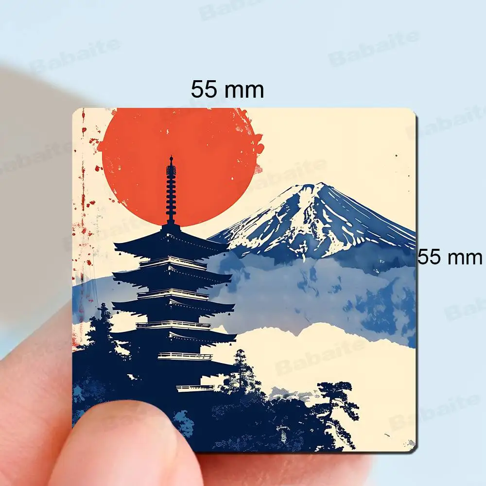 H-Hokusai O-Ohara K-Koson الفن الياباني 1 قطعة مغناطيس الثلاجة شخصية حامل صور مغناطيسي صورة مربعة متينة #4