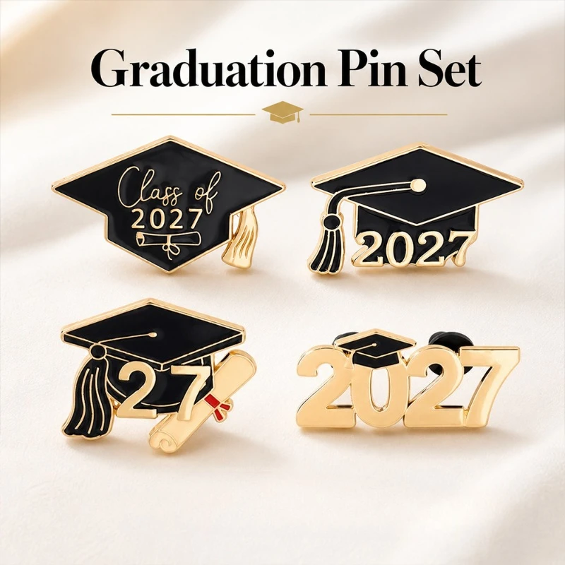 2027 Graduation Cap Modeling Brooch New Design Alloy Enamel Badge Pin Student Gift DIY Clothing Bag Hat T-shirt Jeans Decoration
