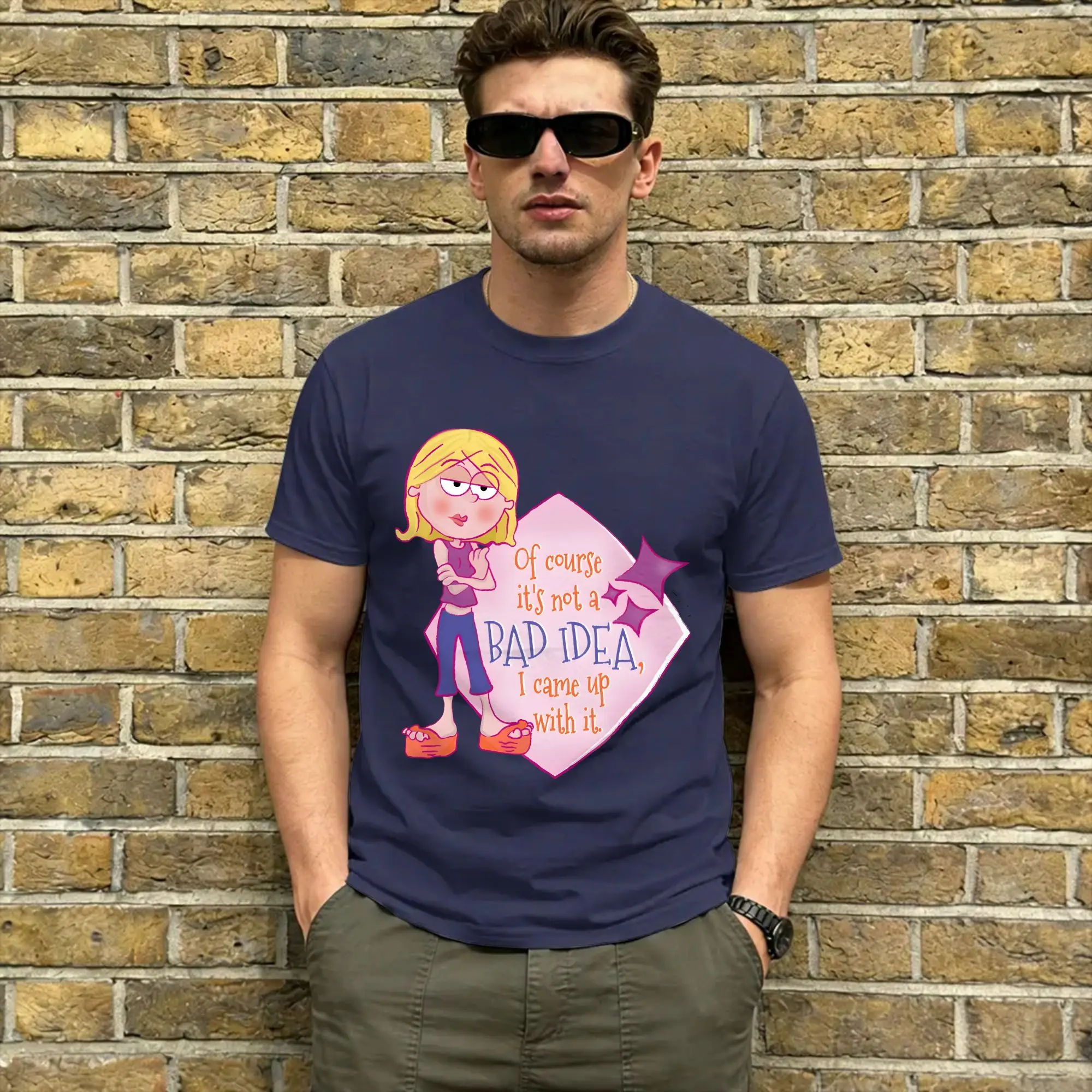 Lizzies McGuires Men's T Shirts Lizzie Has No Bad Ideas  Funny Tees Short Sleeve Round Neck T-Shirts 100% Cotton Clothing