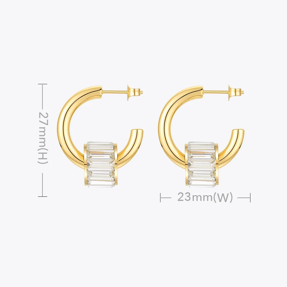 ENFASHION Piercing Zircon Earring For Women Gold Color Small Earrings 2021 Stainless Steel Fashion Jewelry Party Kolczyki E1220