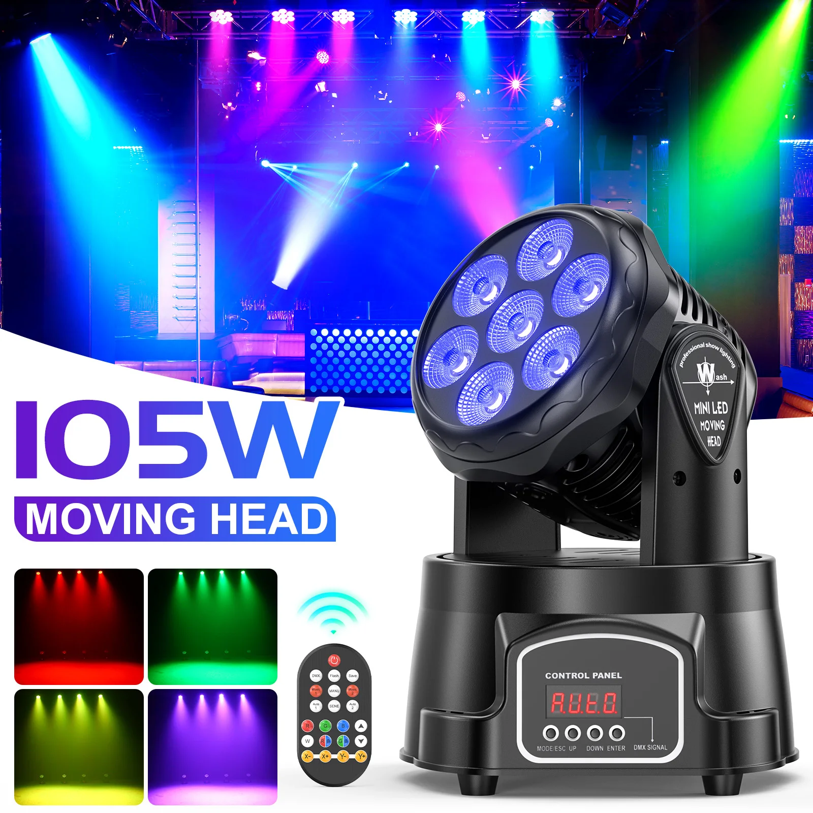 Yiflamefly 2Pcs/Set 105W Beam Moving Head Lights 7x4W RGBW LED Stage Lights DMX512 Spot Lights For DJ Disco KTV Wedding Party