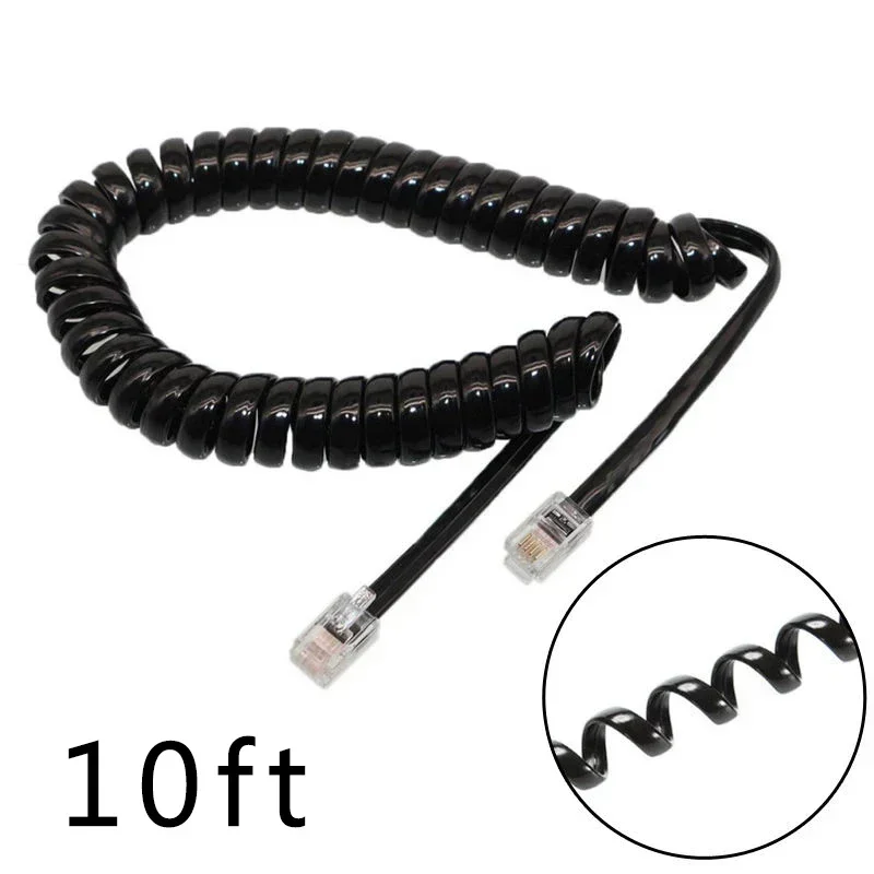 3meters RJ10 Telephone Handset Phone Extension Cord Curly Coiled Line Cable Spring Wire Telephone Handset Voice Extension Cable