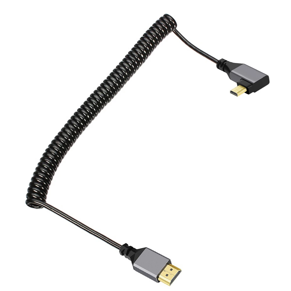 For HDTV Computer Laptop Monitor Male to HDTV Male 4K 60hz Stretch Coiled Cable Straight Connector