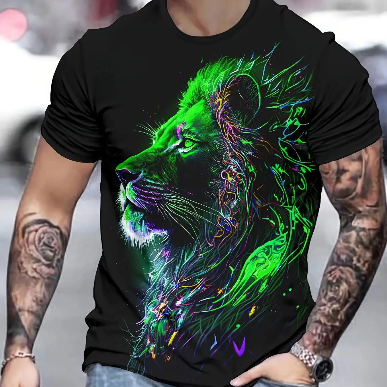 

Funny 3D Lion Pattern Men's T-Shirt Hip Hop Trend Harajuku Short Sleeve Top Casual O-neck Loose Tees Fashion Street Men Clothing