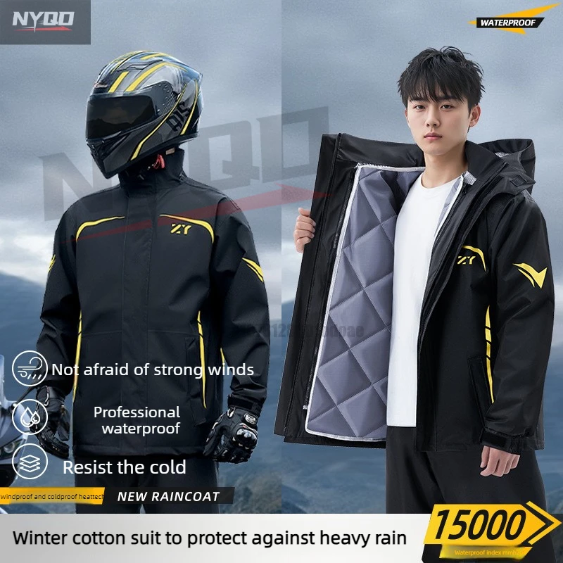 

Winter warmth Motorcycle Raincoat Suits Men Waterproof Rain Reflective Work Rain Coats Lightweight Hiking Rainsuit