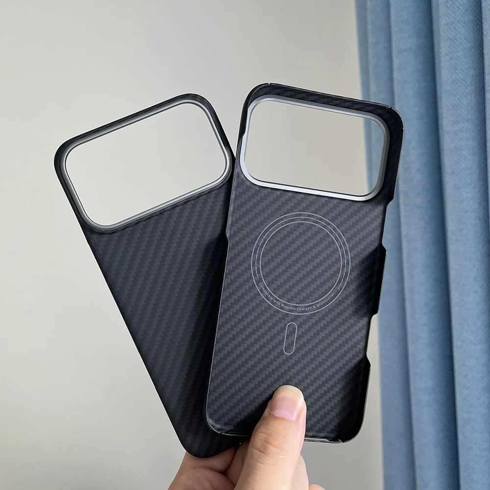 

Совместим с Magsafe из углеродного волокна для IPhone 17/16/15 Pro Max, защитный арамидный чехол для объектива для IPhone 17 Pro, магнитный чехол