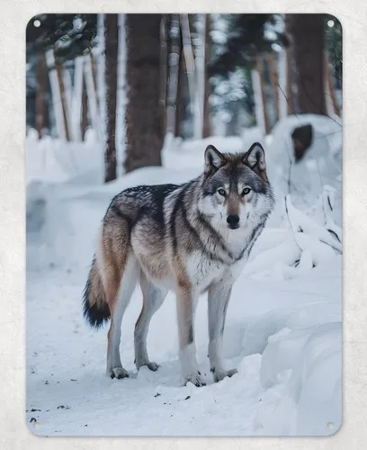 Lone Fox Snow Winter Metal Poster Wall Tin Sign Man Cave Shed Home Plaque --Tin Sign