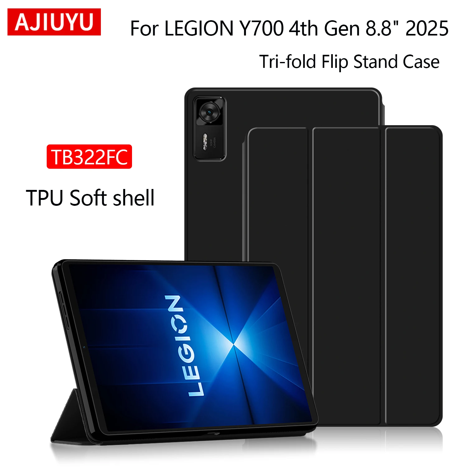 

AJIUYU Case For Lenovo LEGION Y700 Gen 4 8.8" Flip Protective Cover For Y700 4th Gen 2025 TB322FC Tablet Case With Auto Wake UP