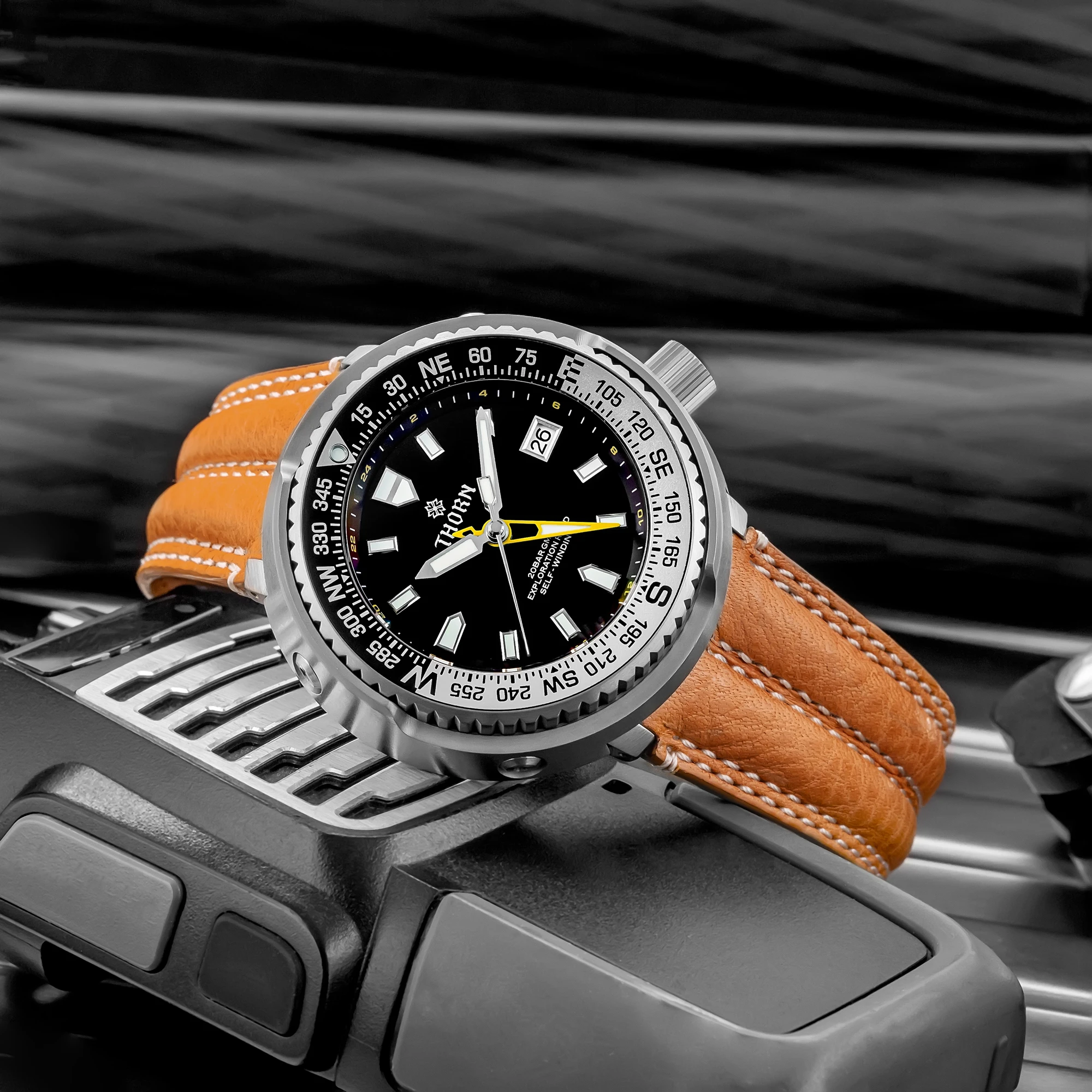 THORN Men Automatic Watch 47MM GMT Tuna Titanium Mechanical Wristwatch Diver 20Bar Waterproof C3 Luminous Sapphire NH34