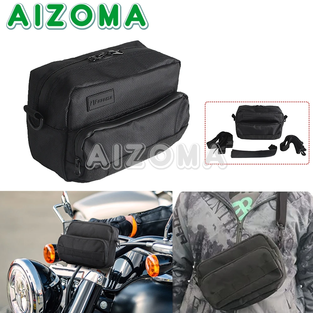 

Motorcycle Handlebar Bag Black Sissy Bar T-bar Bag Universal Fork Bags For Harley Softail Dyna Sportster Street Bob FXBB Custom