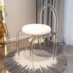 Silla de maquillaje de cristal, muebles acrílicos, silla de comedor con respaldo de diseño informal, sofá individual para sala de estar