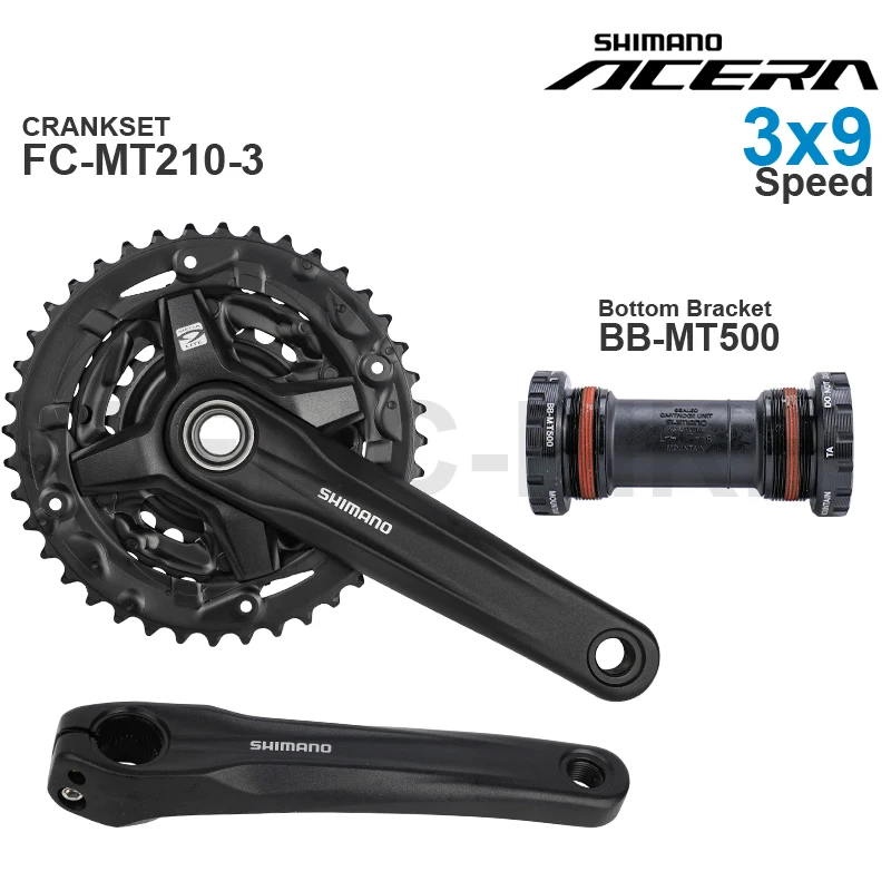 SHIMANO ACERA M3000 3x9 Speed Groupset with FC-MT210-3  CRANKSET and BB-MT500 BB-MT501 Bottom Bracket Original part