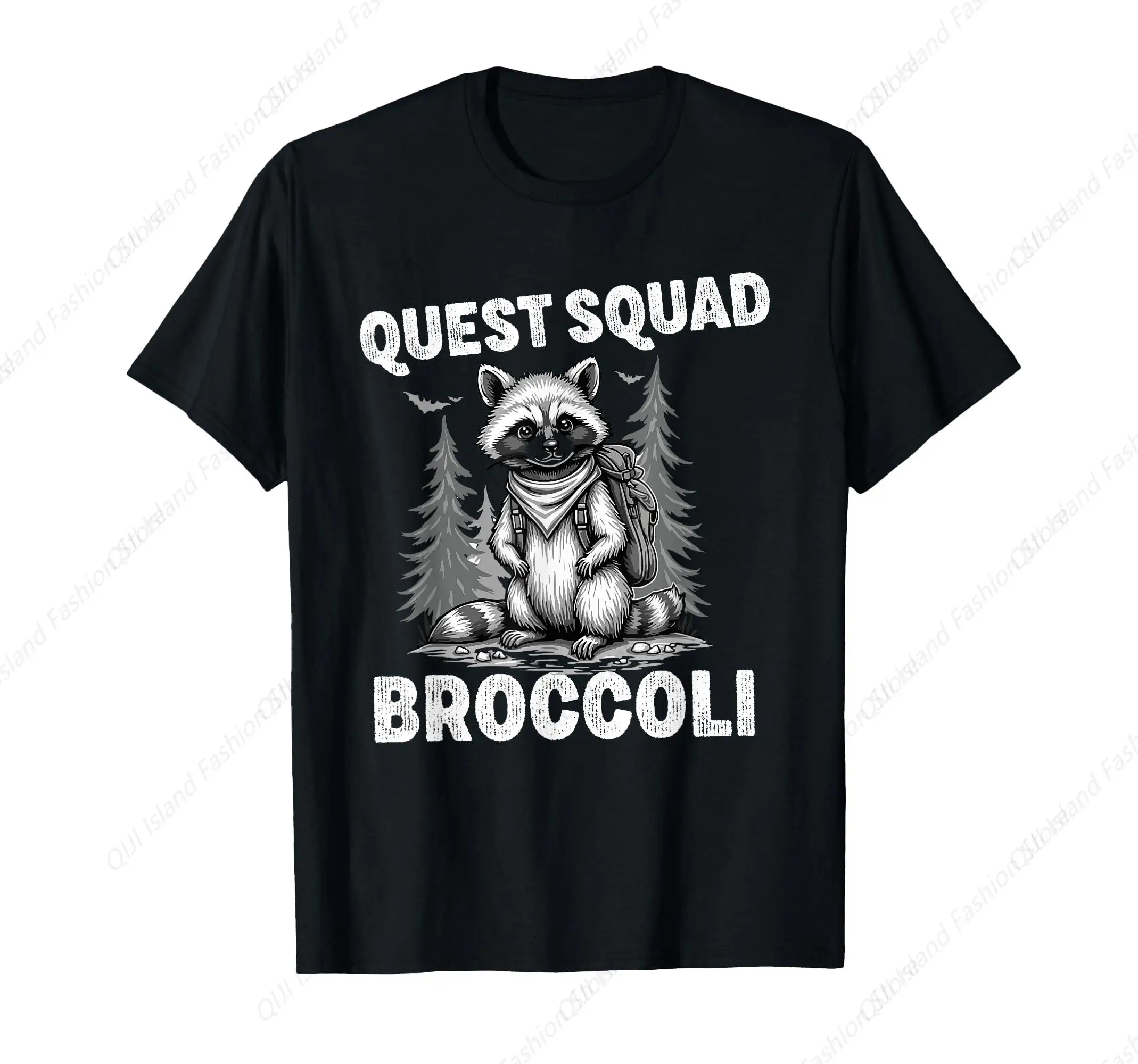 

Quest Squad Broccoli Funny Raccoon T-Shirt