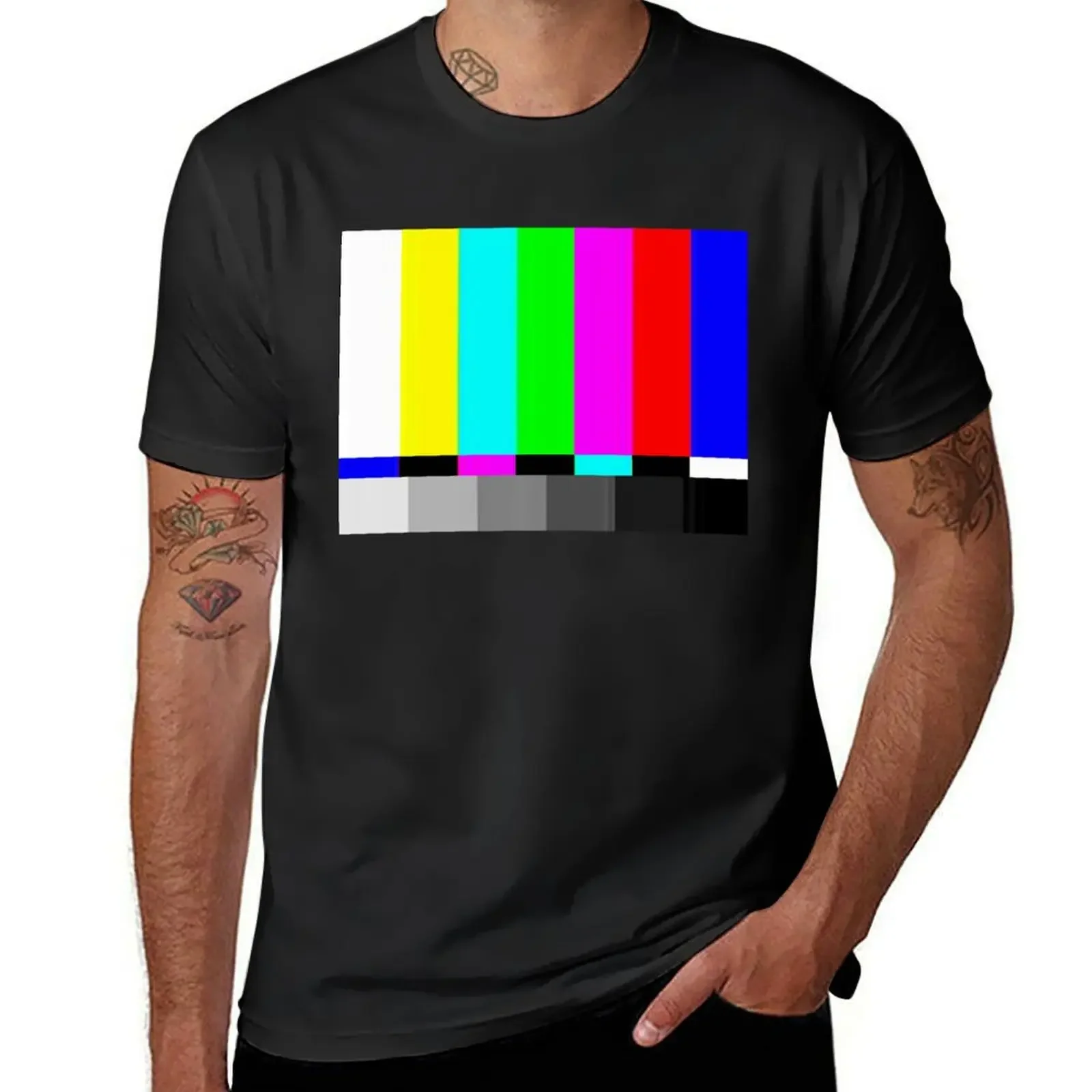 VHS Glitch - TV Test Pattern T-Shirt plus size tops vintage customizeds mens vintage t shirts