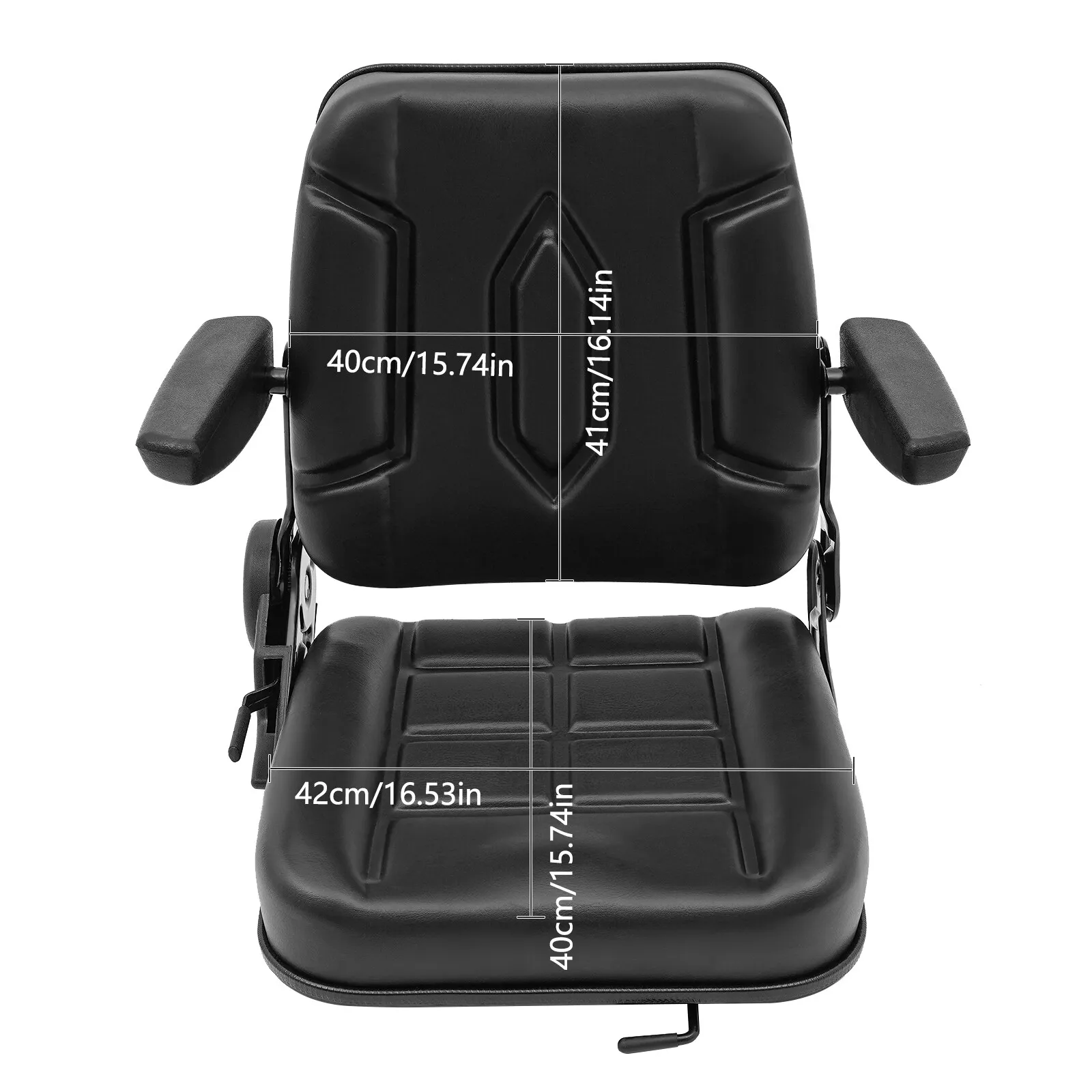 人間工学に基づいたフォークリフトシート、PUフォーム、金属鉄、耐荷重220ポンド、調節可能、振動吸収、お手入れ簡単