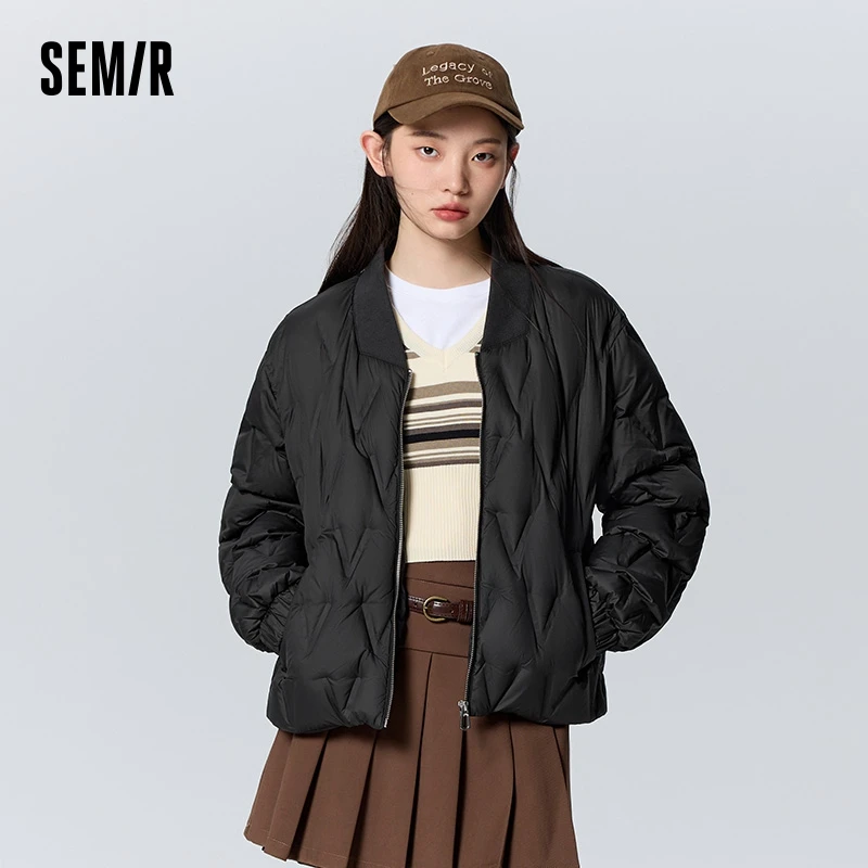 Semir Down Jacket Women Baseball Collar Casual Fashion Winter Loose Lightweight Simple Temperament Coat