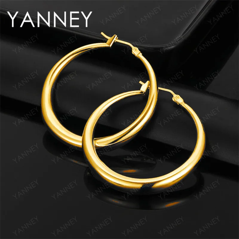 

Fashion 925 Sterling Silver 18K Gold 35mm Delicate Hoop Earrings Wedding Gift Jewelry Accessories for Women