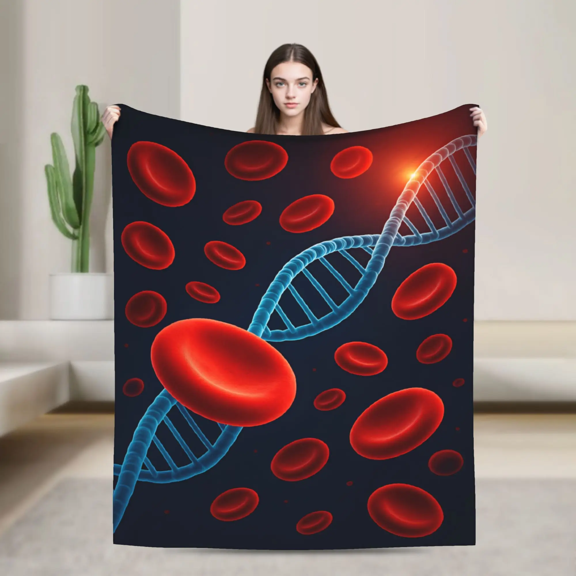 Red Blood Cells And Dna Helix Medical Blanket Quality Warm Soft  Throw Blanket Winter Picnic Home Decor Aesthetic Bedspread