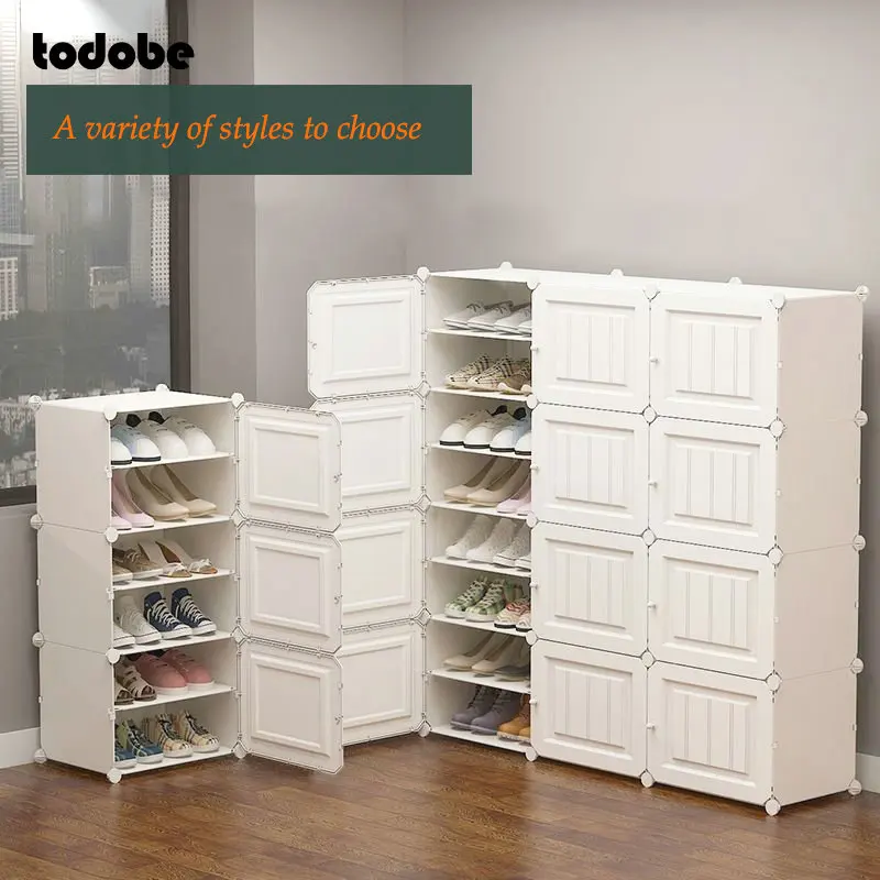 

DIY Modular Shoe Cabinet Plastic Steel Easy Assembly Modern Shoes Boots Storage Closet Living Room Space-saving Furniture XF36YH