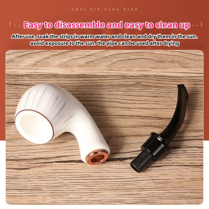 White Resin Tobacco Pipe Smoking Pipe 9mm Flue Ceramic Pot Pipe Filter Smoker Gift For Father Boyfriend Smoking